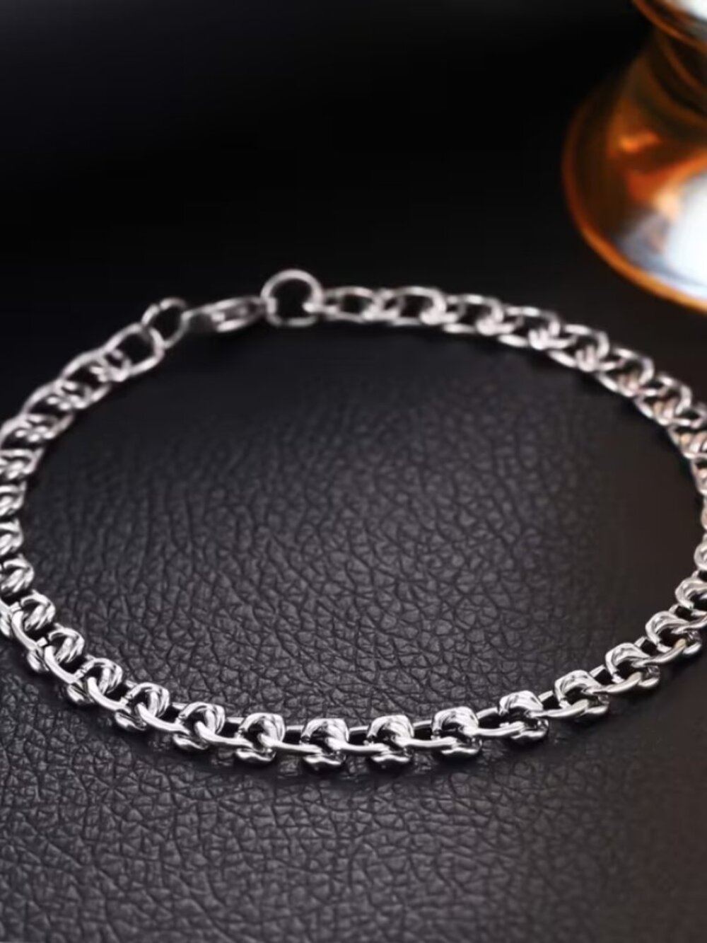 8" Mens 14K White Gold Chain Link Bracelet 14 Karat Silver Streetwear Jewelry